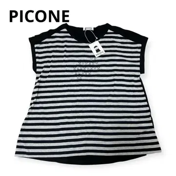 택 포함] PICONE 피코네 티셔츠 보더 비쥬 자수 빅 사이즈
