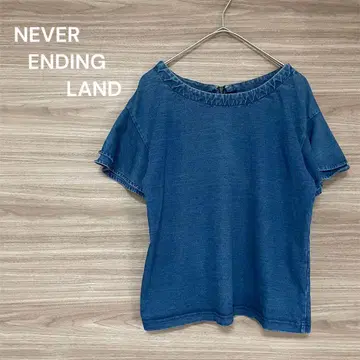 NEVER ENDING LAND [M] 데님 블루 프릴 소매 탑