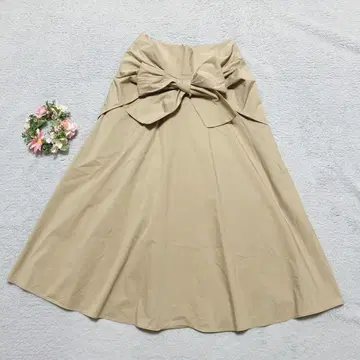 뷰티 앤 유스 유나이티드 애로우즈 리본 플레어 스커트 면 혼방 S