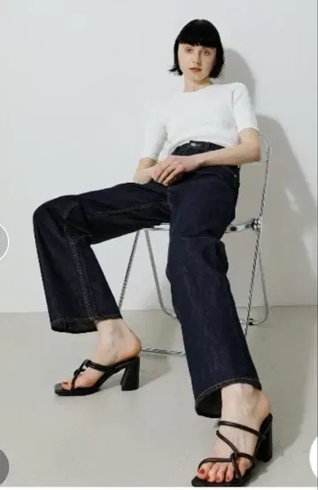AZUL DENIM 하이 웨스트 와이드 데님 L