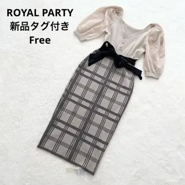 새상품 ROYAL PARTY 니트 원피스 반팔 핑크 리본 시어