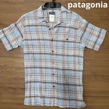 Patagonia 반팔 셔츠 M 블루 계열 체크