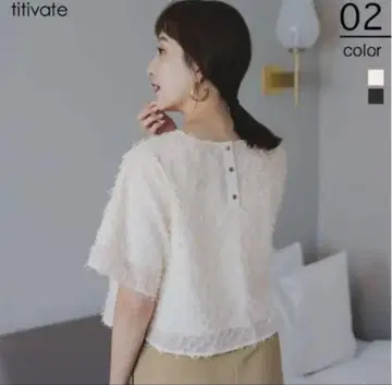 titivate 백 골드 버튼 자카드 상의 M