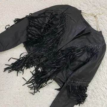[미사용] DENHAM 가죽 자켓 블랙 XXS 프린지 캐주얼