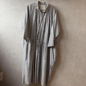 ICHI Antique 스트라이프 긴팔 셔츠 원피스