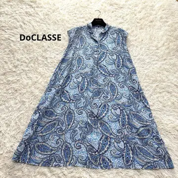 DoCLASSE 두클라쎄 슬리브리스 원피스 린넨 페이즐리 블루