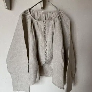 TUTIE. 츠치에 가와사키 씨 린넨 베이지 블라우스 볼레로