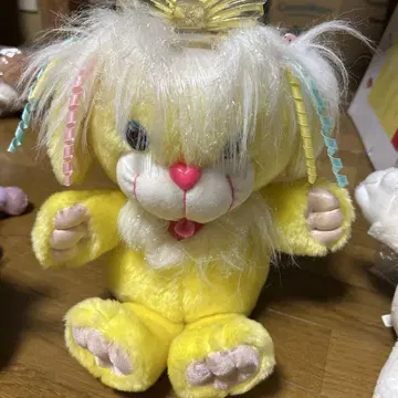 해외 fancy 봉제 인형 컬러풀 리본 포함 옐로우 컬러 토끼 봉제 인형