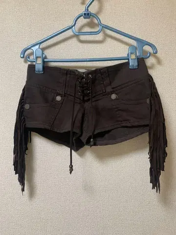 y2k 헤이세이 갸루 다이아 빈티지 프린지 브라운 데님 숏 팬츠