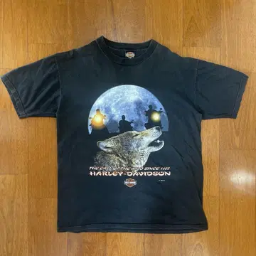 90s 할리데이비슨 티셔츠 울프 구제 의류
