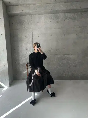 새상품급 St.cecilia girlish 머랭 원피스 블랙
