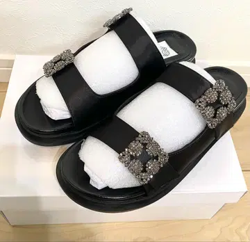 에마 프란시스 플랫 더블 벨트 샌들 블랙 L