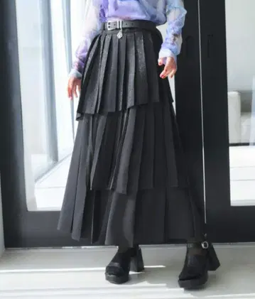 하레 HARE 아지메 믹스 플리츠 스커트
