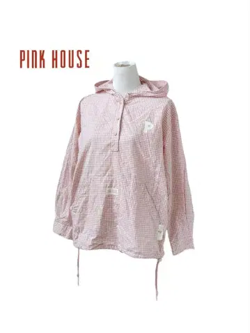 PINKHOUSE 핑크하우스 로고 체크 후드 풀오버 후드티