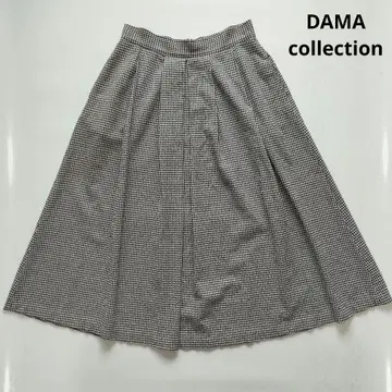 DAMAcollection 울 축구 깅엄 플리츠 롱 스커트
