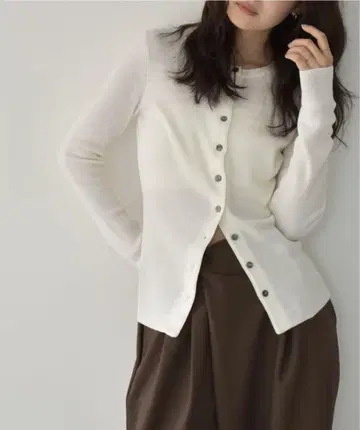 크루넥 리브 킨트 카디건