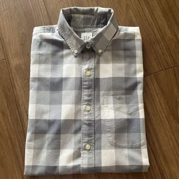 GAP 반팔 체크 셔츠 그레이