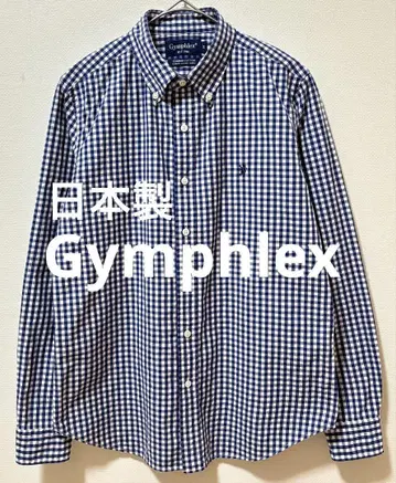 일본제 Gymphlex 짐플렉스 자수 로고 깅엄 체크 긴팔 셔츠