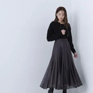 그레이 쉬폰 스커트 'Oggi 게재' 샤이니 시어 보일 스커트