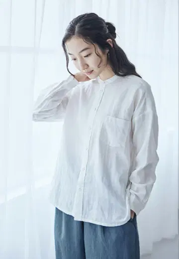 면 린넨 거즈 휴일 셔츠 화이트