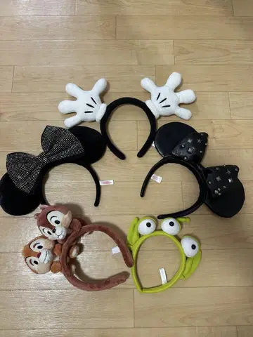 디즈니 캐릭터 머리띠 5개 세트