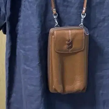 천연 가죽 핸드폰 지갑 숄더백