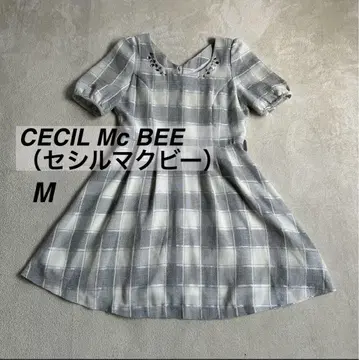 CECIL Mc BEE 플레어 체크 미니 원피스 퍼프 슬리브
