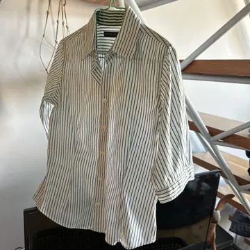 RALPH LAUREN 스트라이프 반소매 셔츠 그린 9호