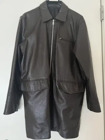 다크 브라운 가죽 롱 자켓