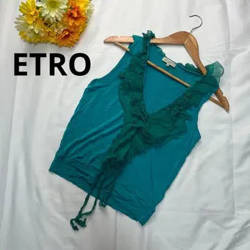 ETRO 에트로 탱크탑 44 그린 프릴