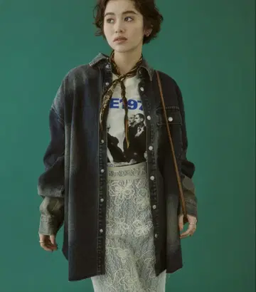 MIRROR STOKE 빈티지 데님 셔츠 M 데님 자켓