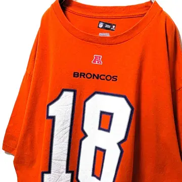 NFL 덴버 브롱코스 #18 매닝 티셔츠 오렌지 컬러 XL 구제 의류