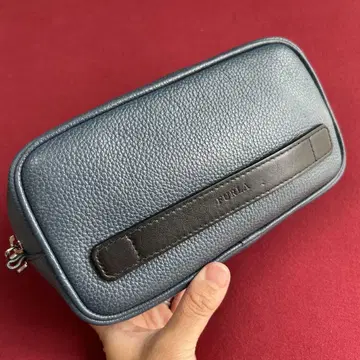 훌라 블루 그레이 가죽 클러치백 파우치 FURLA