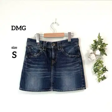 도밍고 DMG 다크 데님 미니 스커트 S 포켓 부착 일본제 면 100