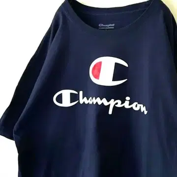 챔피온 Champion 빅 로고 티셔츠 L 네이비 컬러 구제 의류