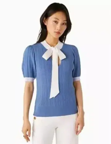 케이트 스페이드 컬러블록 보우넥 스웨터