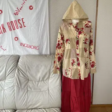 핑크 하우스 칼 헬무트 패치워크 후드 부착 셔츠