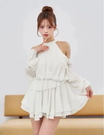 다리치 darich 볼륨 쉬폰 미니 원피스