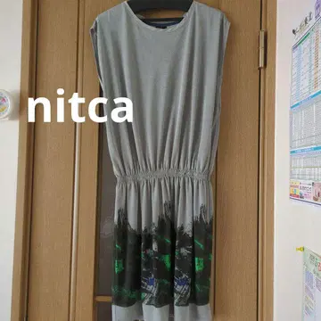 nitca 슬리브리스 미니 원피스 그레이와 그린
