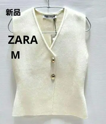 ZARA 자라 골드 버튼 니트 베스트 화이트 M