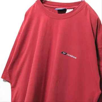 리복 Reebok 로고 자수 티셔츠 레드 빨간색 L 구제 의류