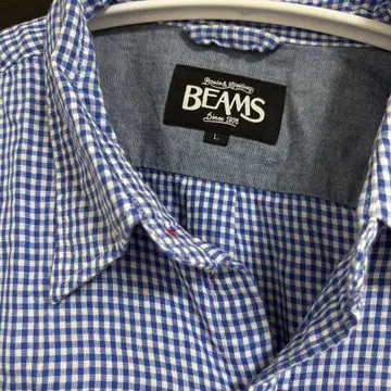 BEAMS 반팔 체크 셔츠 L 사이즈