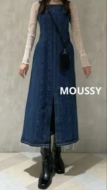 MOUSSY 데님 슬릿 데님 원피스