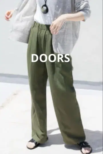 DOORS 린넨 혼방 이지 팬츠 M 카키