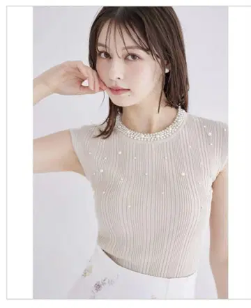 토코 클로젯 펄 장식 프렌치 쓰리 리브 니트 풀오버
