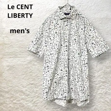 Le CENT LIBERTY 반팔 셔츠 일본제 새와 꽃무늬 코튼 100%