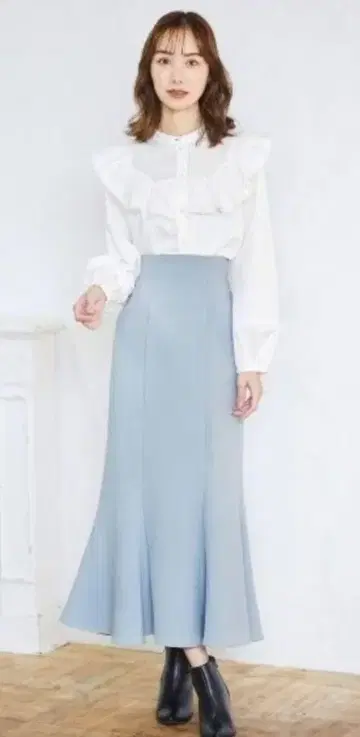머메이드 스커트 스모키 블루 스카이블루 계열