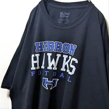 길단 헤브론 호크스 풋볼 로고 티셔츠 블랙 검정 2XL 구제 의류