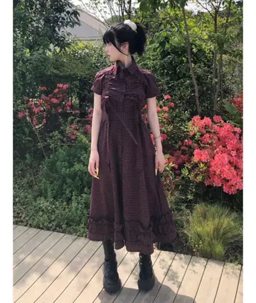 jouetie 개더 리본 롱 셔츠 원피스