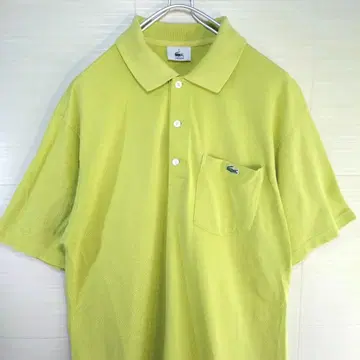 라코스테 90S 피케 셔츠 문자 악어 자수 로고 옐로우 그린